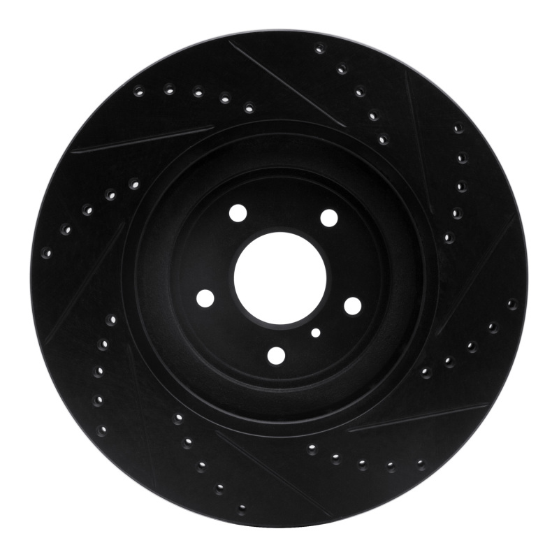 Infiniti QX70 Brake Rotor (1) - Front Left - R1 Concepts - Drilled & Slotted - Black - `08-`25